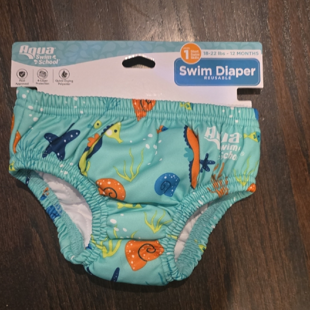 Reusable Swim Diaper - Fun Blue Design